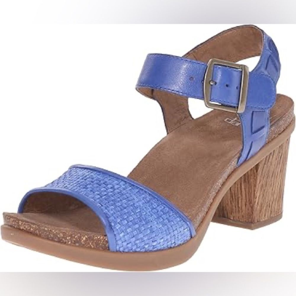 Dansko Blue Sandals with Brown Heel